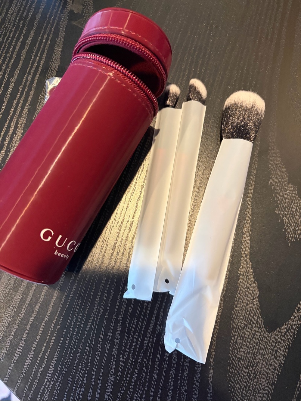 Gucci Beauty Burgundy Makeup Brush Travel Case